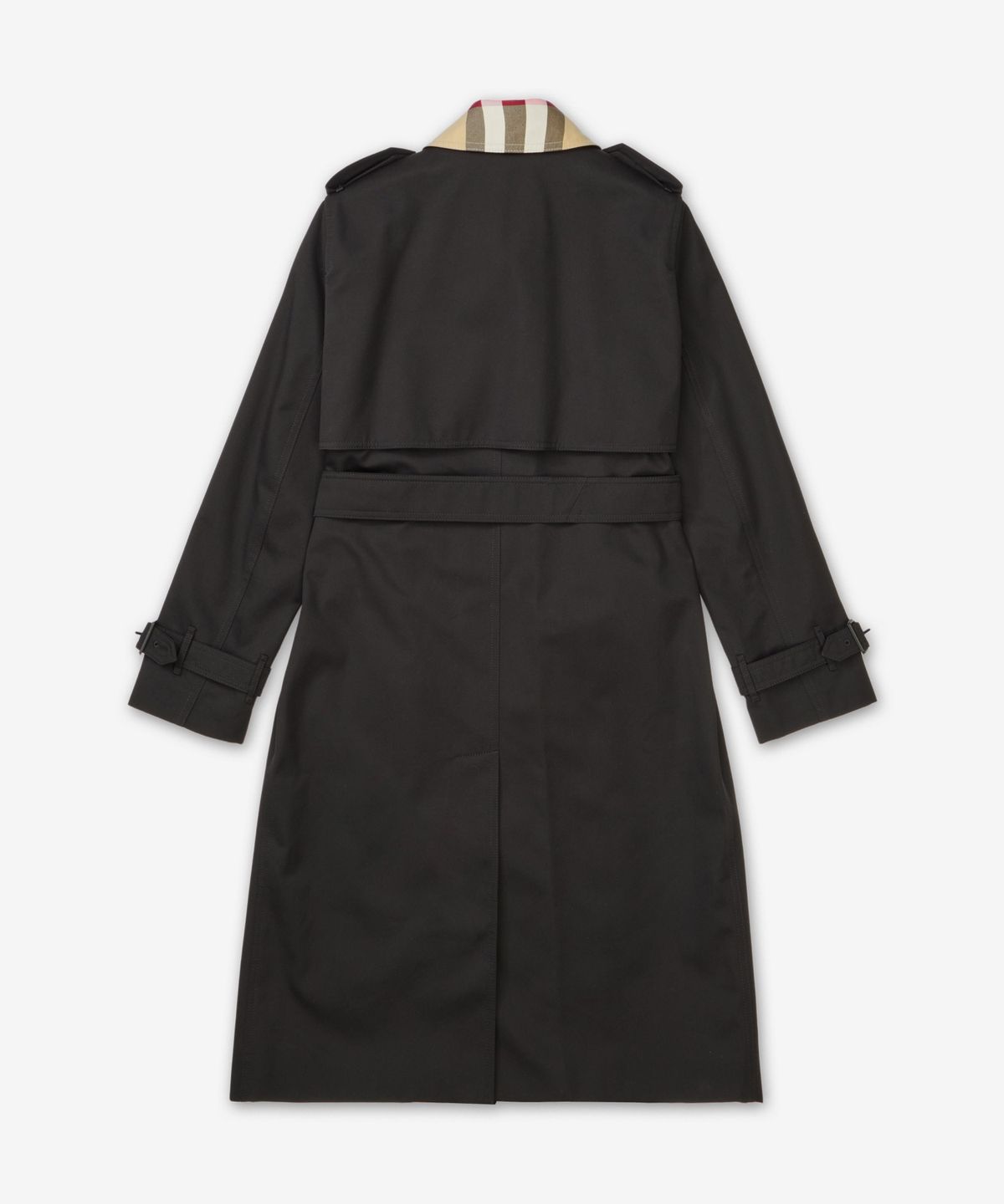 버버리(BURBERRY) 롱 체크 칼라 개버딘 W 트렌치 코트 - 블랙 / 8089811