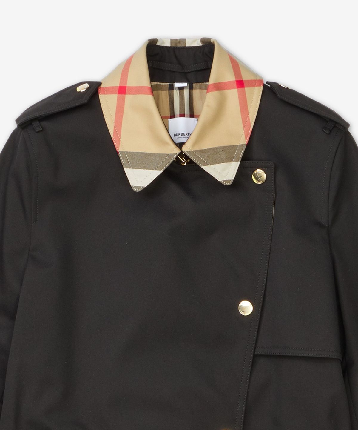 버버리(BURBERRY) 롱 체크 칼라 개버딘 W 트렌치 코트 - 블랙 / 8089811