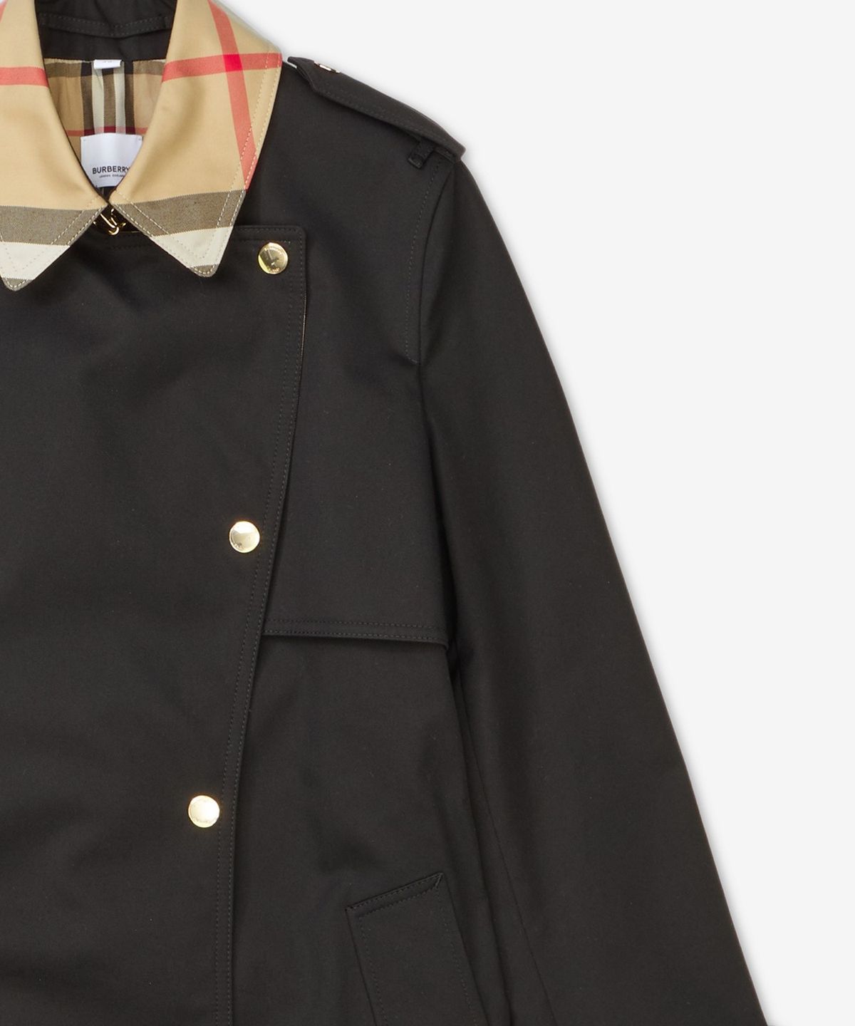 버버리(BURBERRY) 롱 체크 칼라 개버딘 W 트렌치 코트 - 블랙 / 8089811