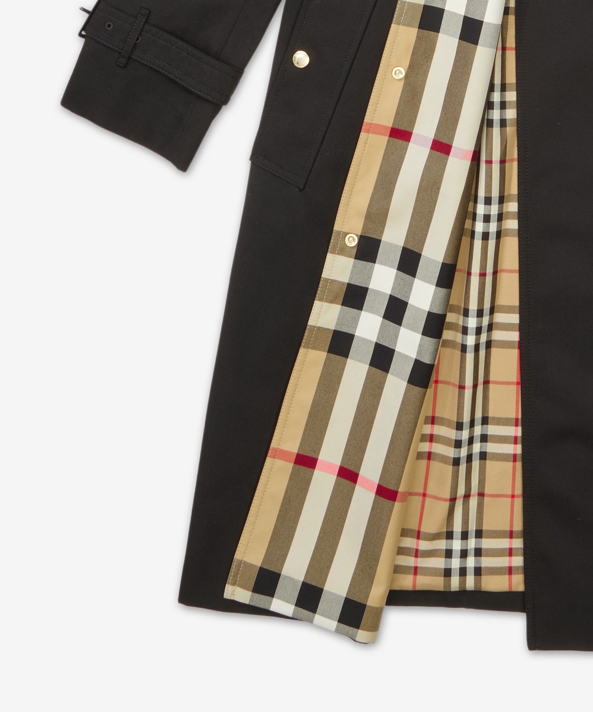 버버리(BURBERRY) 롱 체크 칼라 개버딘 W 트렌치 코트 - 블랙 / 8089811
