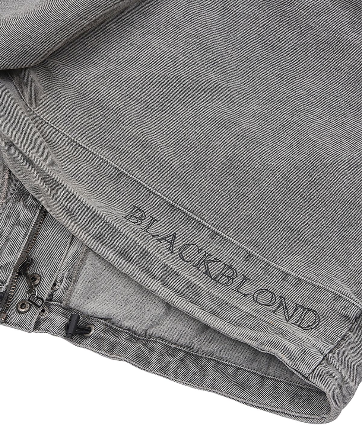 블랙블론드(BLACKBLOND) 비비디 빈티지 클래쉬 후드 데님 집업 자켓 (빈티지 그레이)