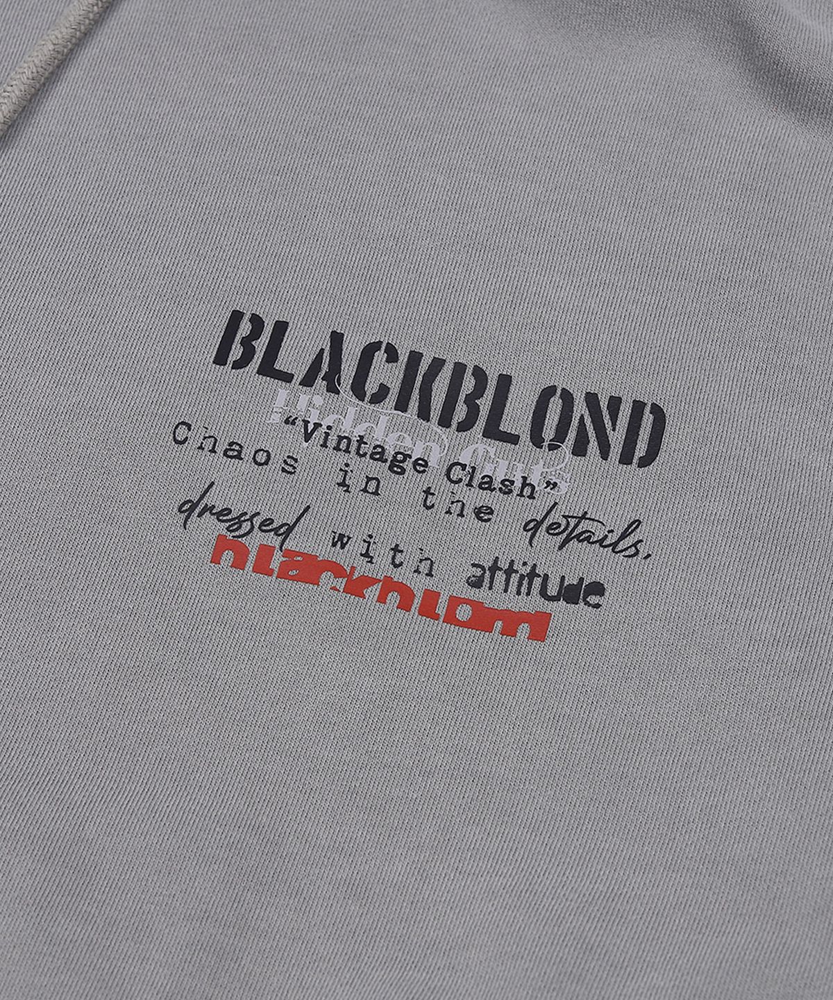 블랙블론드(BLACKBLOND) 비비디 빈티지 클래쉬 피그먼트 후디 (그레이)