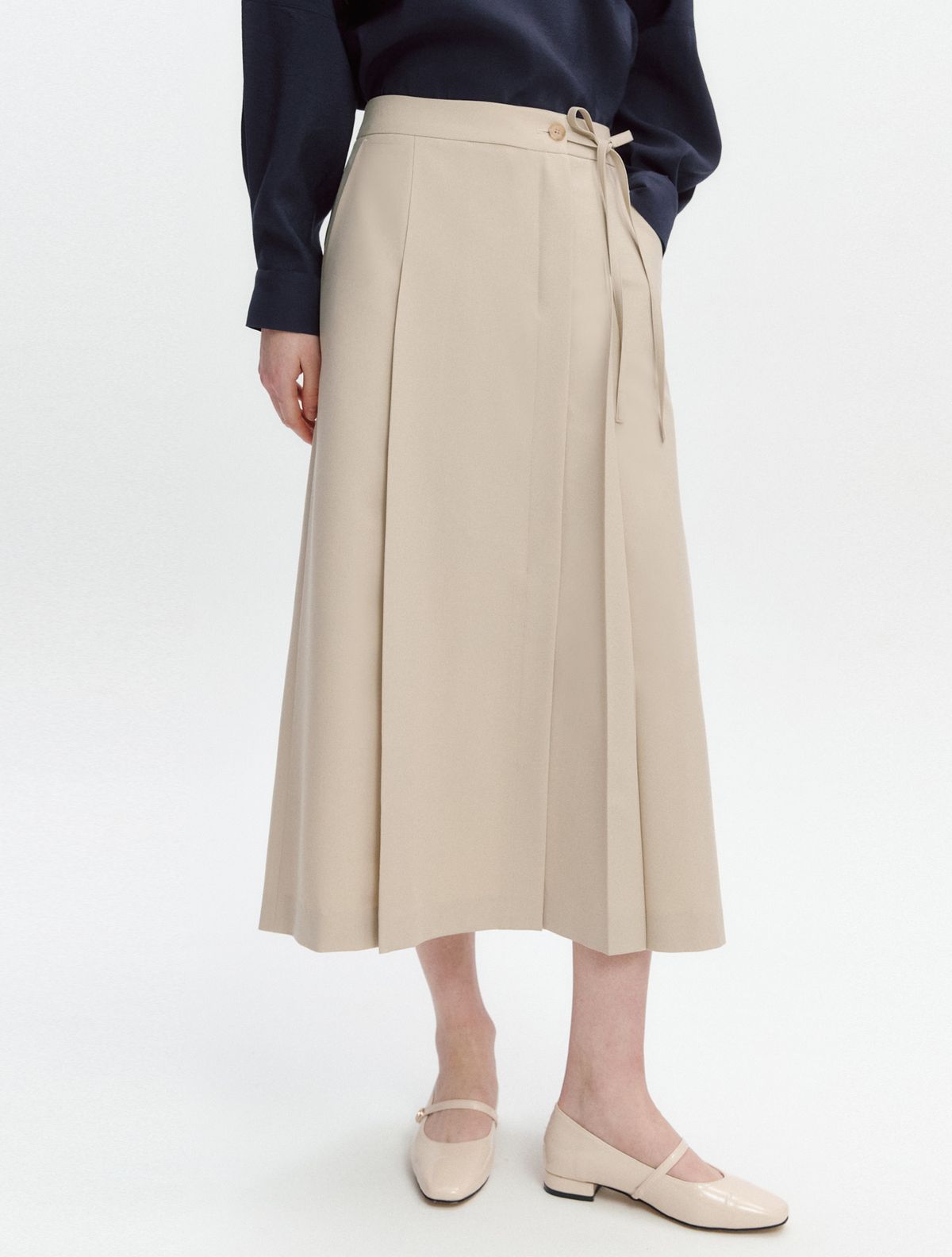 그레이데시온(GRAYDATION) Tuck-deco Wrap-type Skirt BEIGE