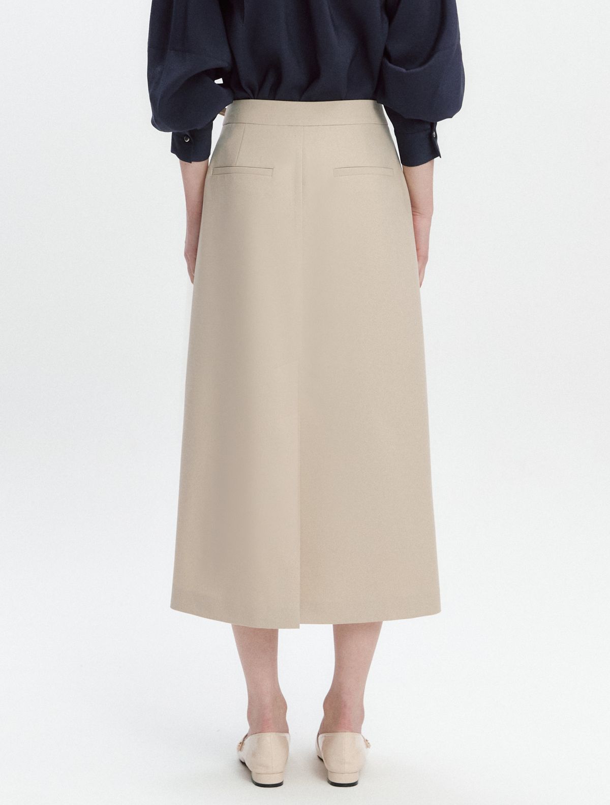 그레이데시온(GRAYDATION) Tuck-deco Wrap-type Skirt BEIGE