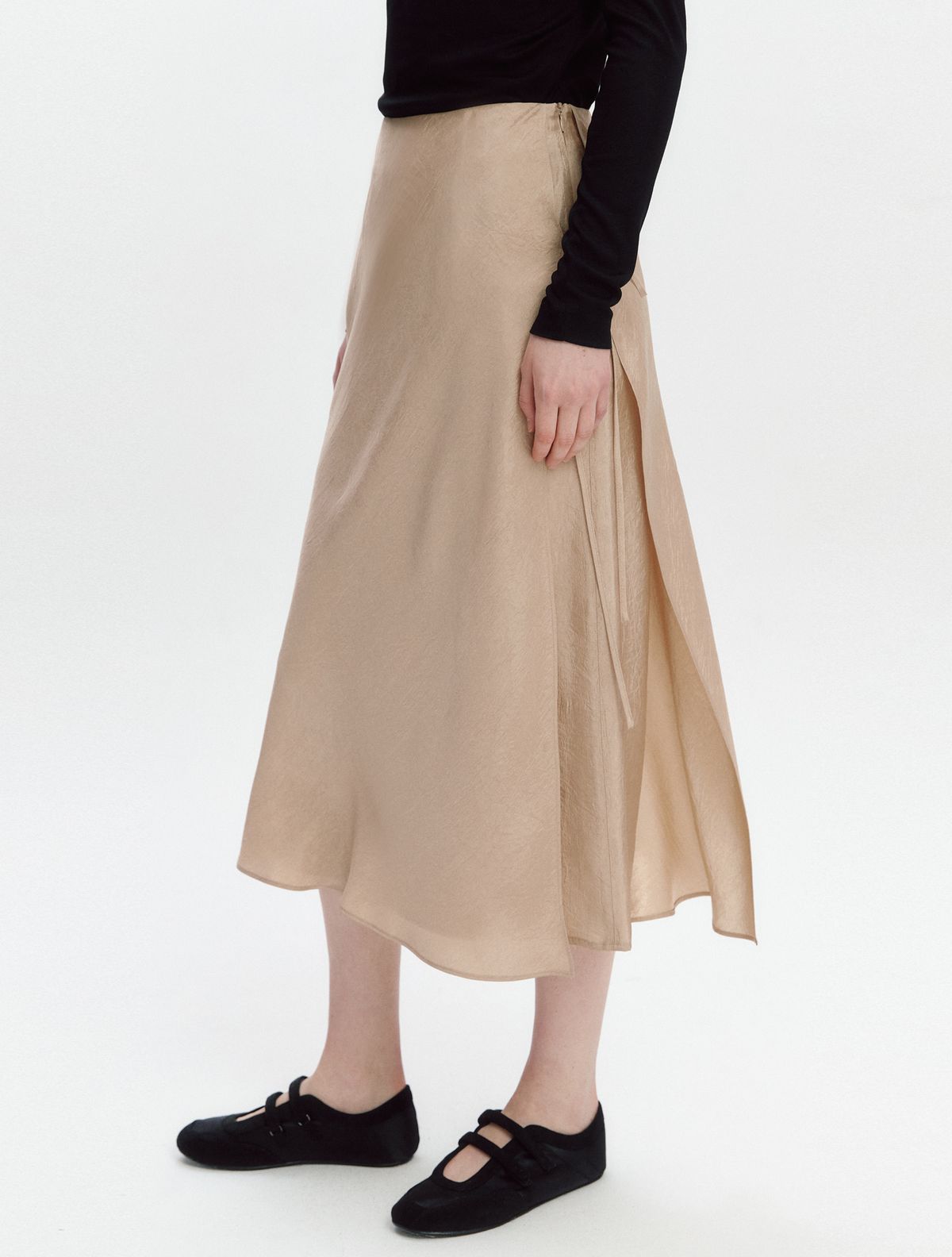 그레이데시온(GRAYDATION) Layered Strap Wrap Skirt BEIGE