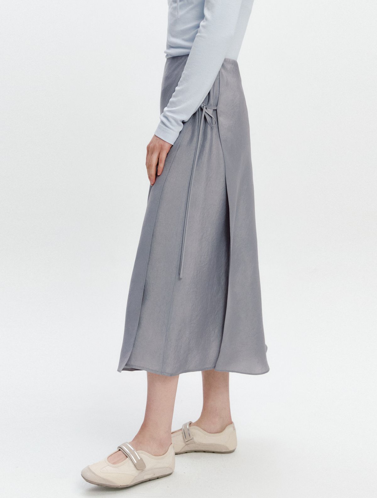 그레이데시온(GRAYDATION) Layered Strap Wrap Skirt GRAY