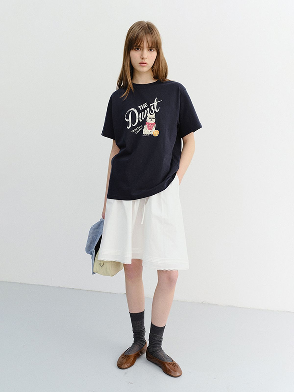 던스트(DUNST) UNISEX DRAWING PUPPY T-SHIRT_UDTS6B127_FRENCH NAVY