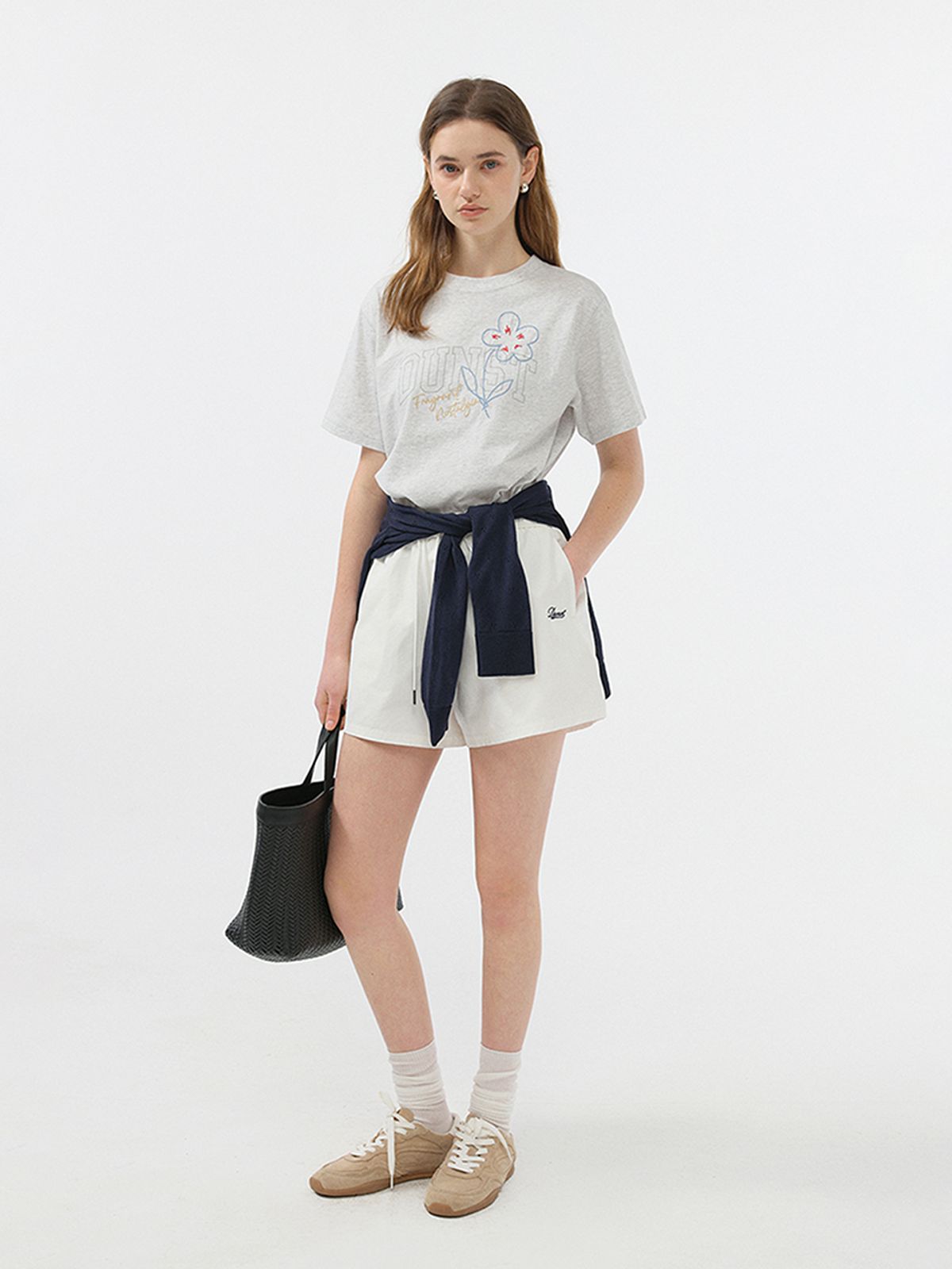 던스트(DUNST) UNISEX DRAWING BLOOM T-SHIRT _UDTS5B126_LIGHT MELANGE GREY