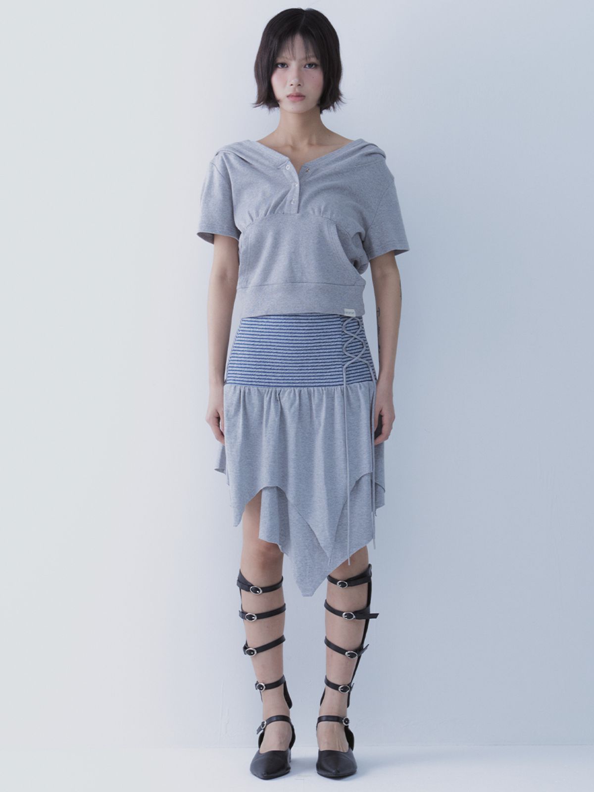 쎄쎄쎄(SETSETSET) STRIPE LAYERED SKIRT