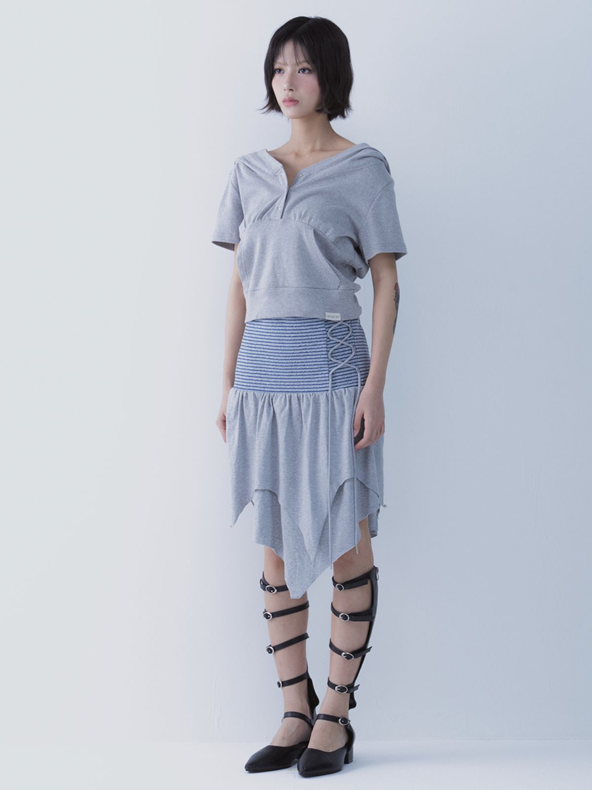 쎄쎄쎄(SETSETSET) STRIPE LAYERED SKIRT