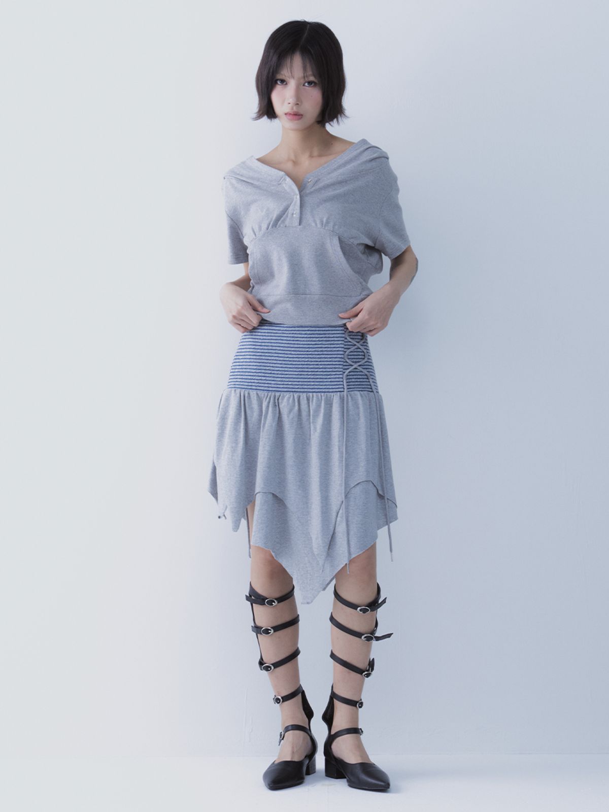 쎄쎄쎄(SETSETSET) STRIPE LAYERED SKIRT