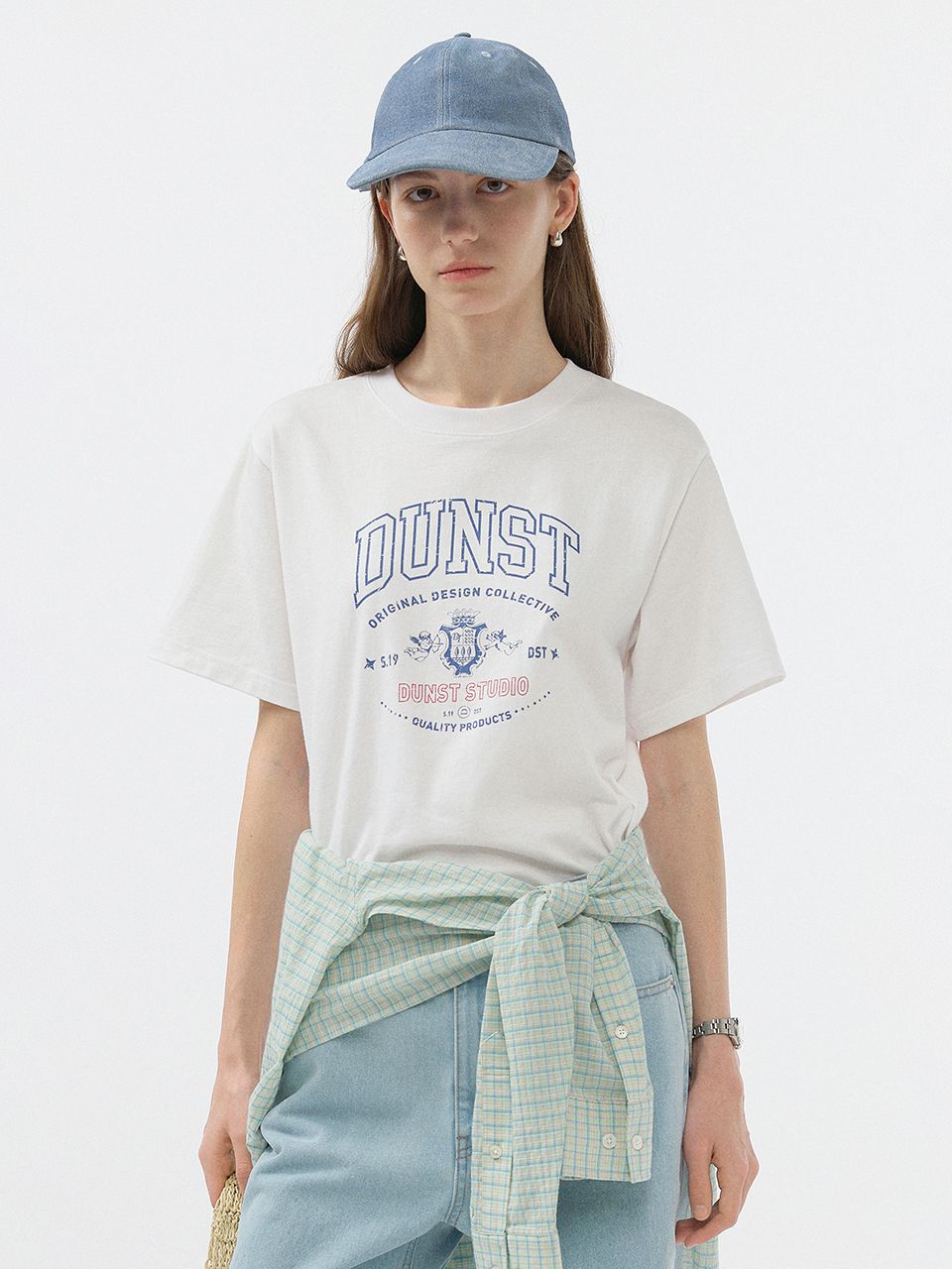 ★Dunst★ UNISEX CUPID ARCH LOGO TSHIRT LIGHT MELANGE GREY_U MUSINSA | DUNST FOR WOMEN UNISEX CUPID ARCH LOGO T