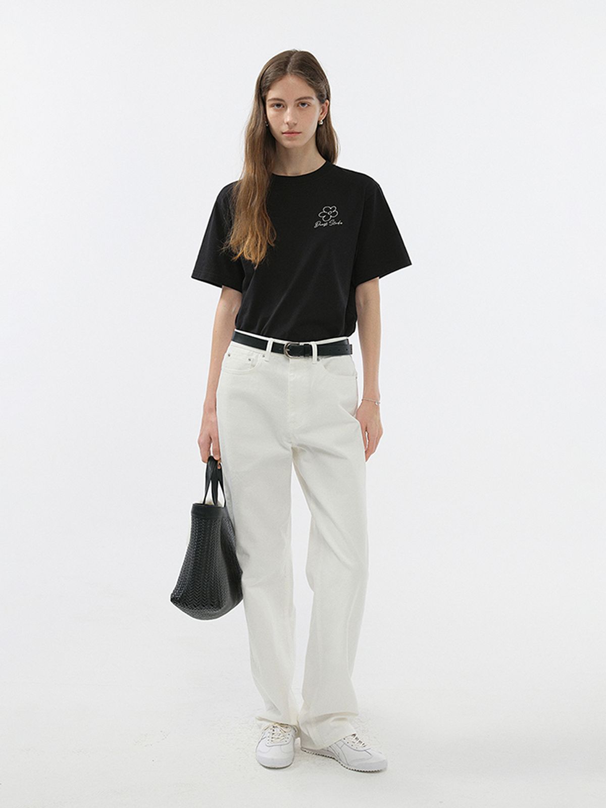 던스트(DUNST) UNISEX DRAWING BLOOM LOGO T-SHIRT_UDTS5B130_BLACK