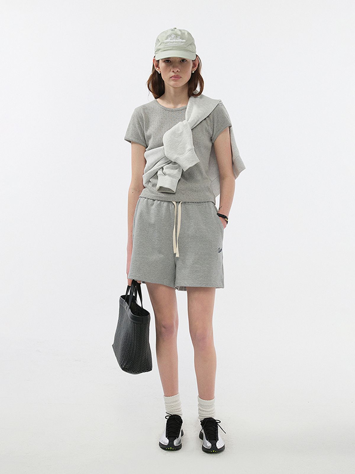 던스트(DUNST) UNISEX CLASSIC SWEAT SHORTS_UDPA5B122_MELANGE GREY