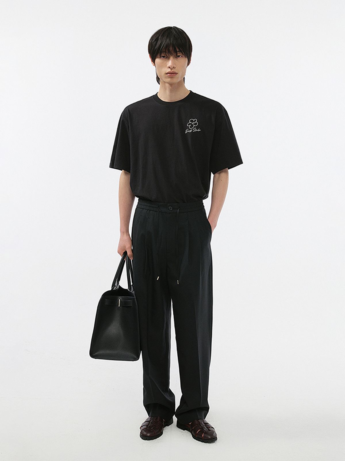 던스트 포 맨(DUNST FOR MEN) DRAWING BLOOM LOGO T-SHIRT_UNISEX_UDTS5B130_BLACK