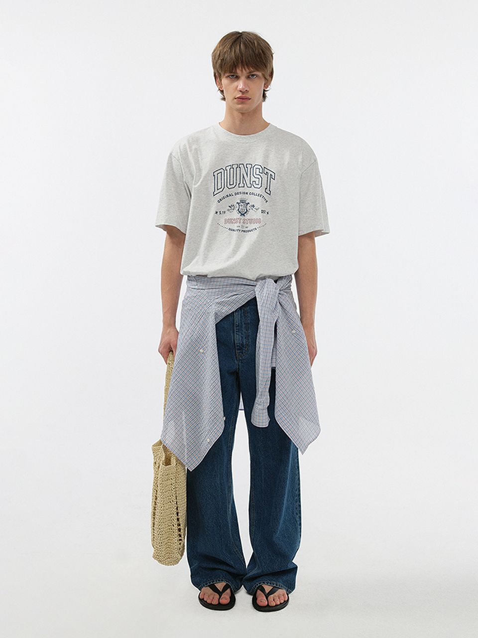 ★Dunst★ UNISEX CUPID ARCH LOGO TSHIRT LIGHT MELANGE GREY_U Designer fashion, Seoul-fully created | W Concept