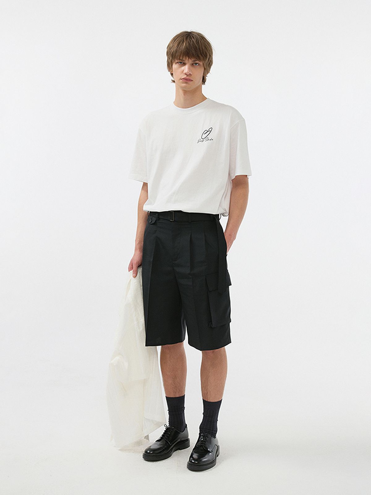 던스트 포 맨(DUNST FOR MEN) HEART D LOGO T-SHIRT_UNISEX_UDTS5B140_OFF WHITE