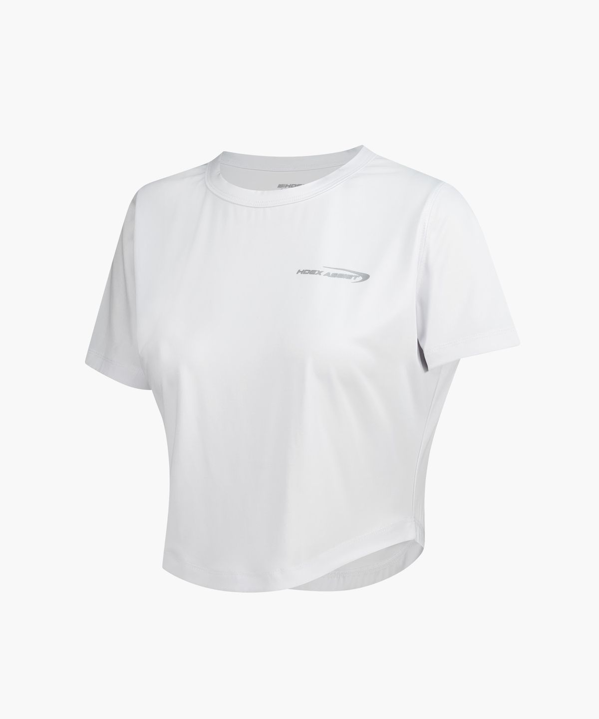 에이치덱스(HDEX) 우먼스 어시스트 커브드 헴 크롭 숏 슬리브 (White)
