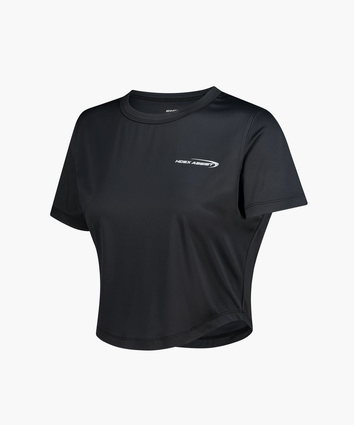 에이치덱스(HDEX) 우먼스 어시스트 커브드 헴 크롭 숏 슬리브 (Black)