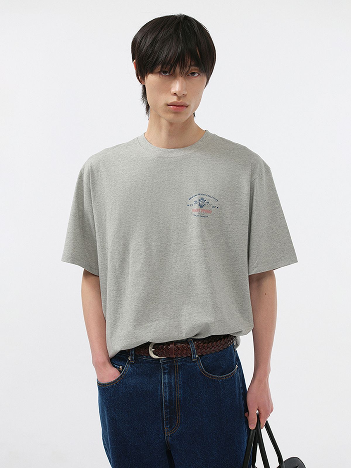 던스트 포 맨(DUNST FOR MEN) CUPID ARCH BACK LOGO T-SHIRT_UNISEX_UDTS5B128_MELANGE GREY