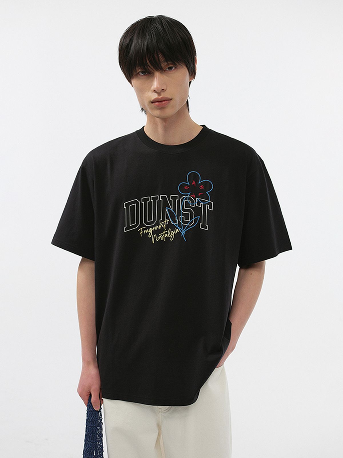 던스트 포 맨(DUNST FOR MEN) DRAWING BLOOM T-SHIRT _UNISEX_UDTS5B126_BLACK