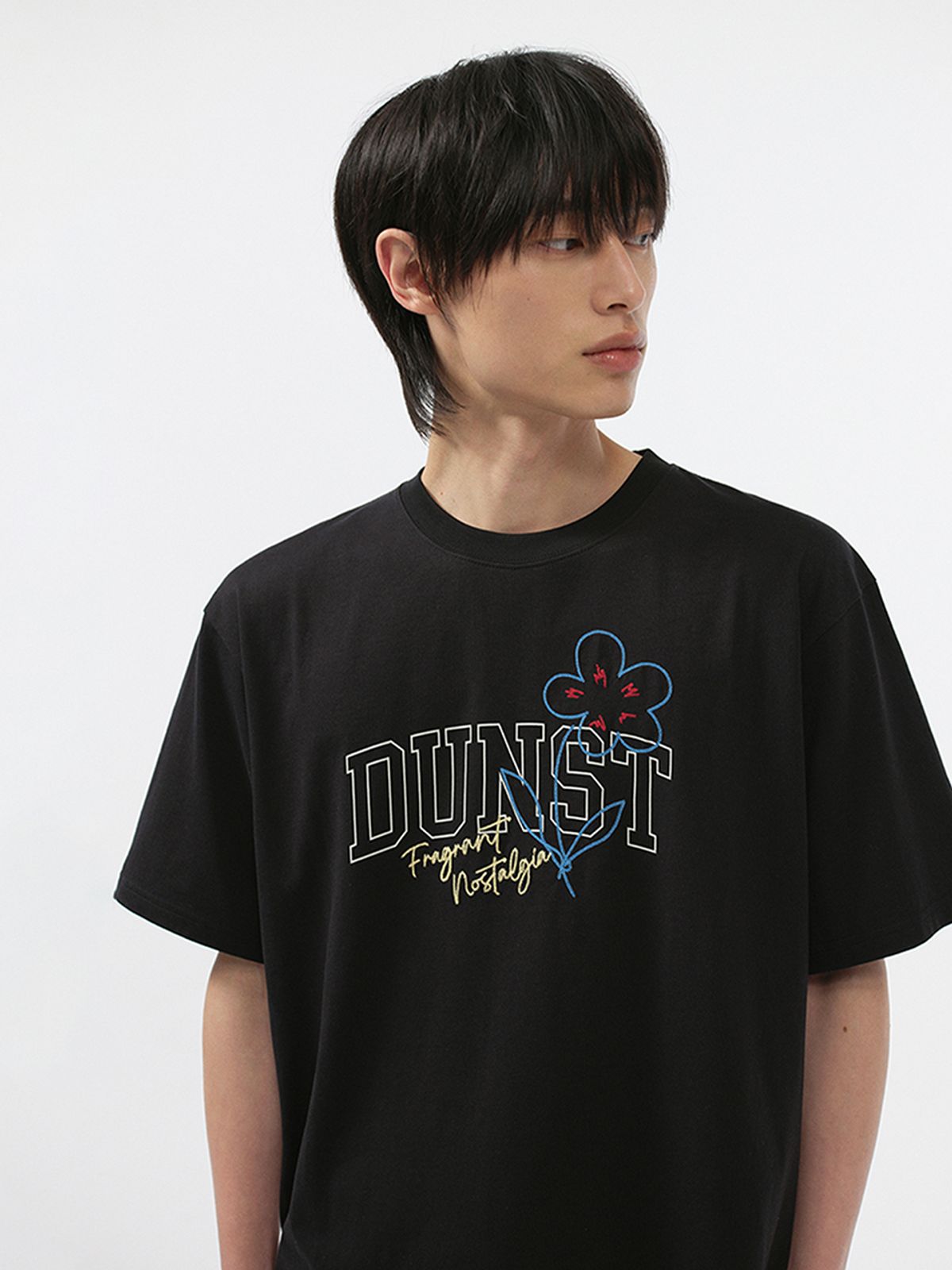던스트 포 맨(DUNST FOR MEN) DRAWING BLOOM T-SHIRT _UNISEX_UDTS5B126_BLACK