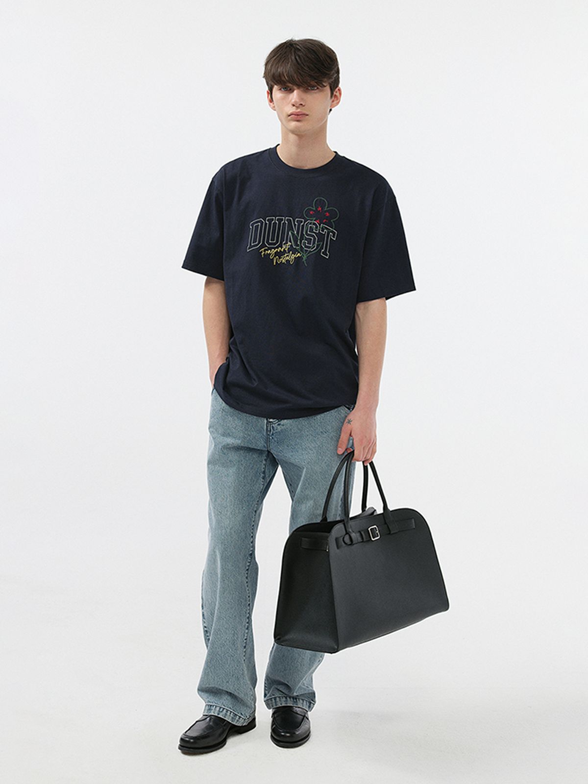 던스트 포 맨(DUNST FOR MEN) DRAWING BLOOM T-SHIRT _UNISEX_UDTS5B126_FRENCH NAVY