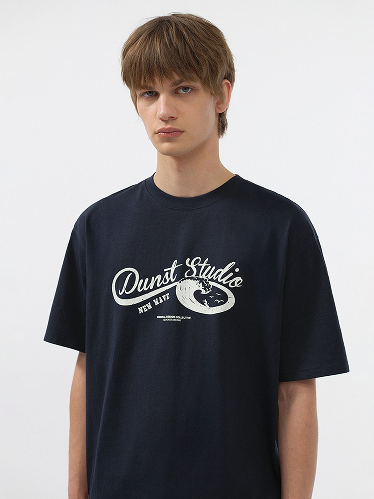던스트 포 맨(DUNST FOR MEN) WAVE LOGO T-SHIRT_UNISEX_UDTS5B125_FRENCH NAVY
