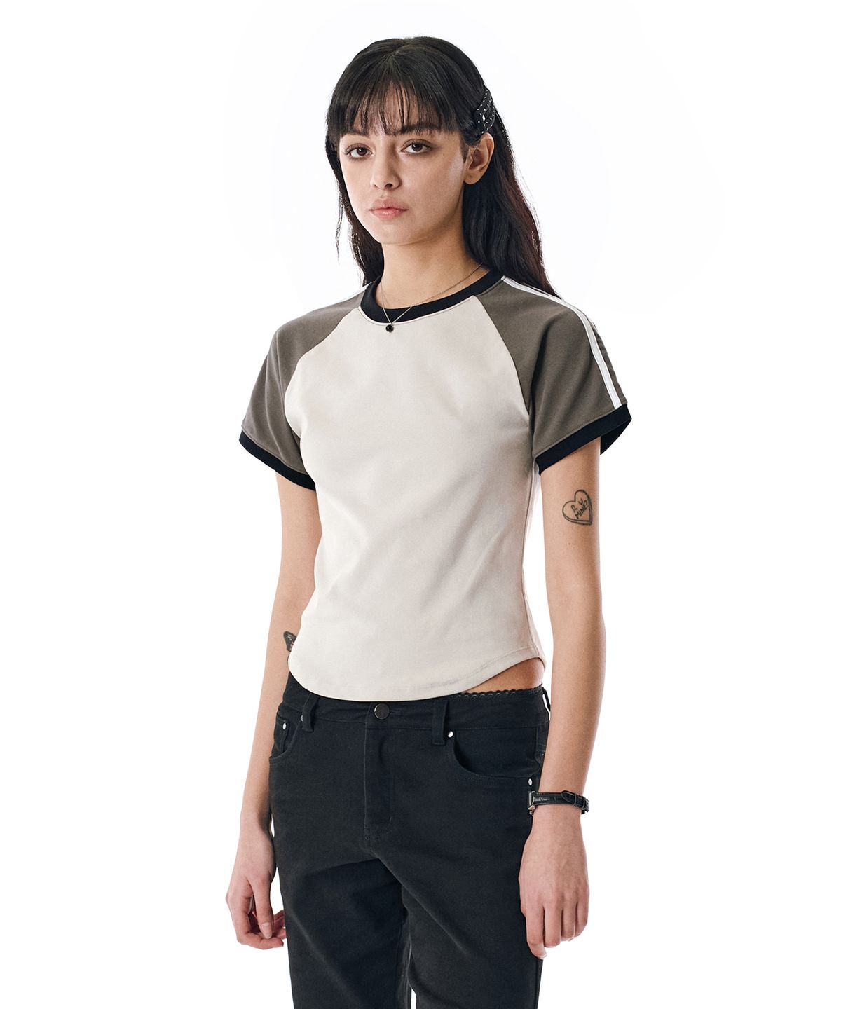 세컨모놀로그(SECONDMONO) W. Raglan Short Sleeve Color Ringer Tee [GRAY]_SEWTS004GRAY