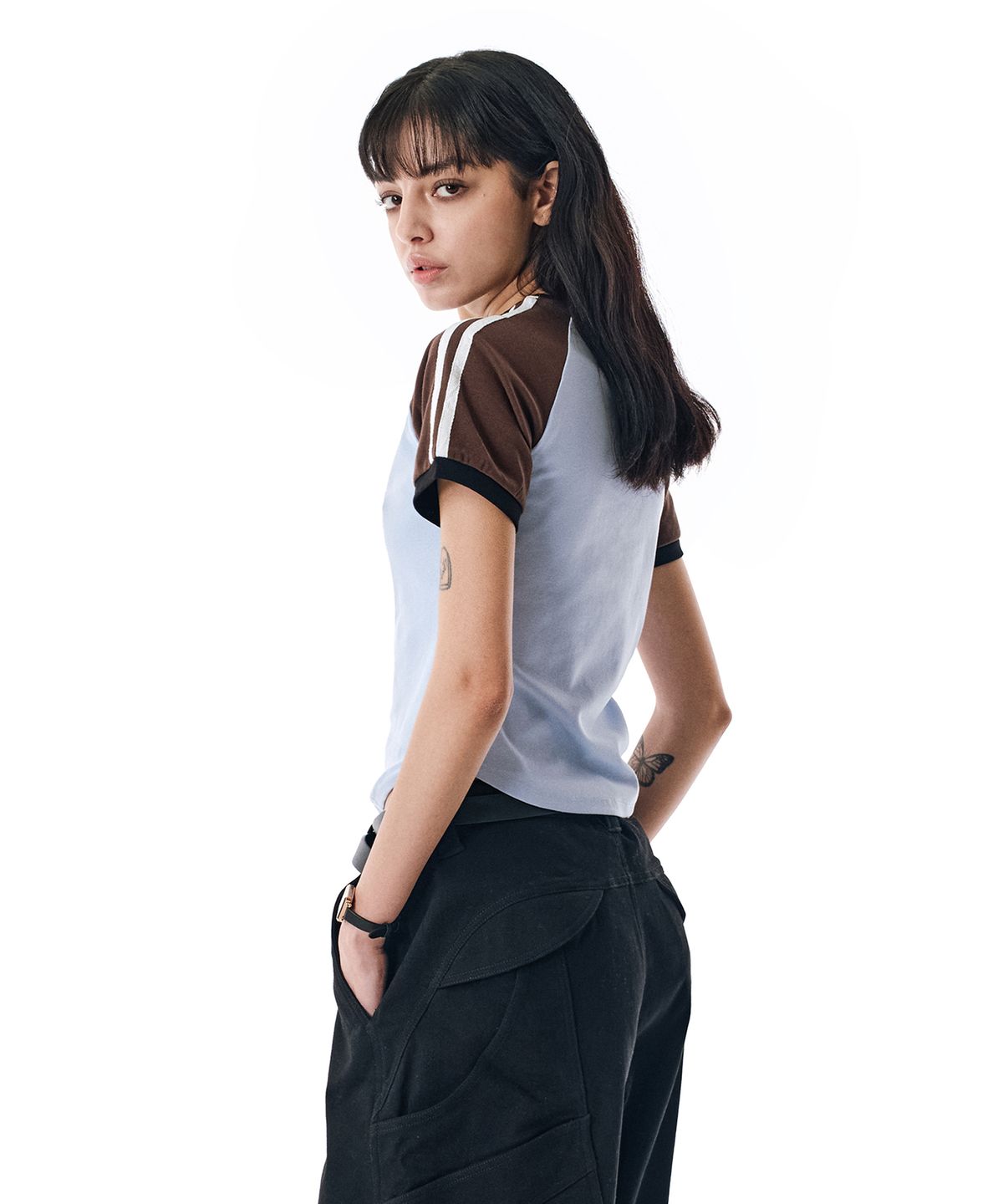 세컨모놀로그(SECONDMONO) W. Raglan Short Sleeve Color Ringer Tee [SEBLUE]_SEWTS004SEBLUE