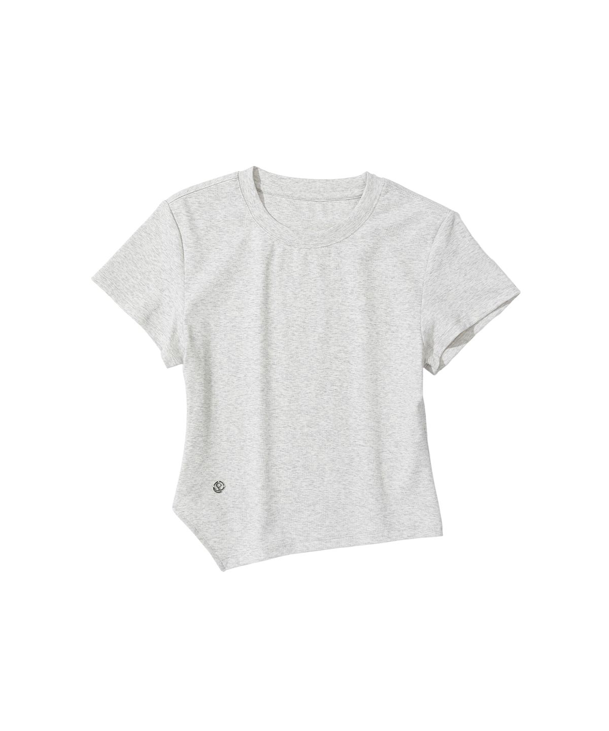 세컨모놀로그(SECONDMONO) W. Oblique Slim Fit Short Sleeve T-Shirt [W.MELANGE]_SEWTS005WHMELANGE