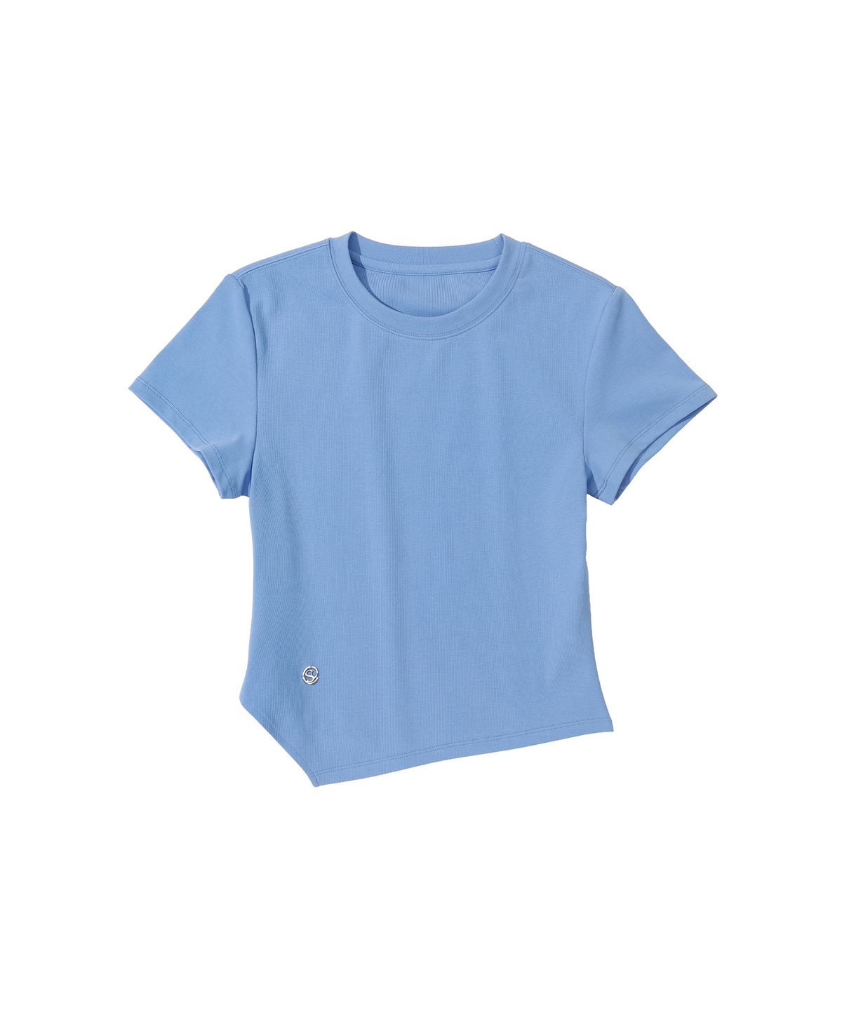 세컨모놀로그(SECONDMONO) W. Oblique Slim Fit Short Sleeve T-Shirt [BLUE]_SEWTS005BLUE