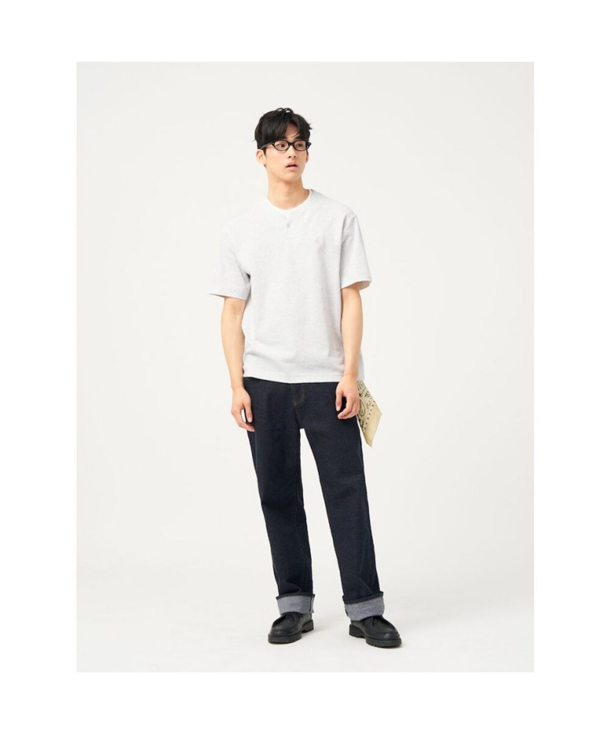 빈폴 멘(BEANPOLE MEN) 레이어드 라운드 반소매 티셔츠  아이보리 (BC5342C110)