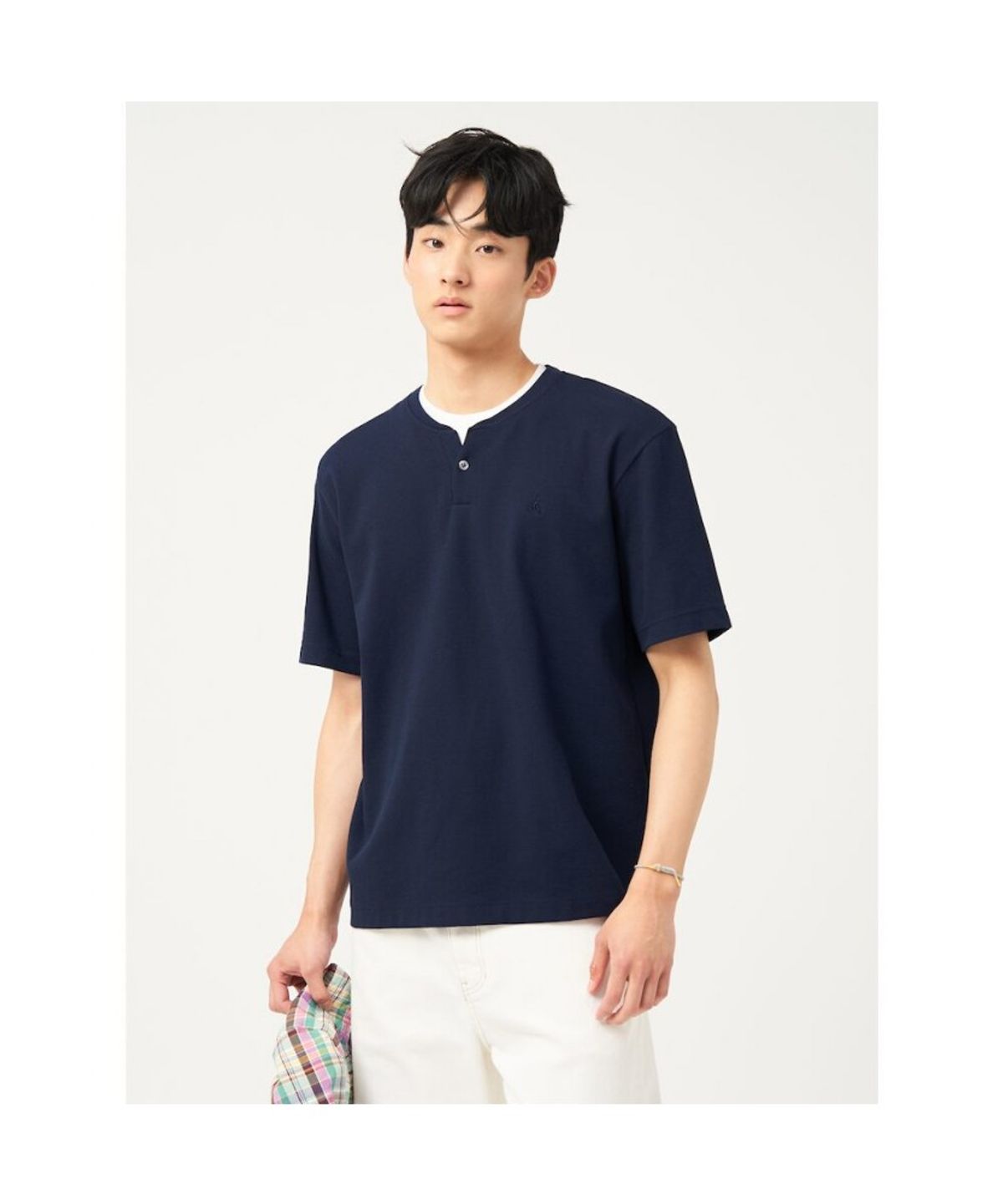빈폴 멘(BEANPOLE MEN) 레이어드 라운드 반소매 티셔츠  네이비