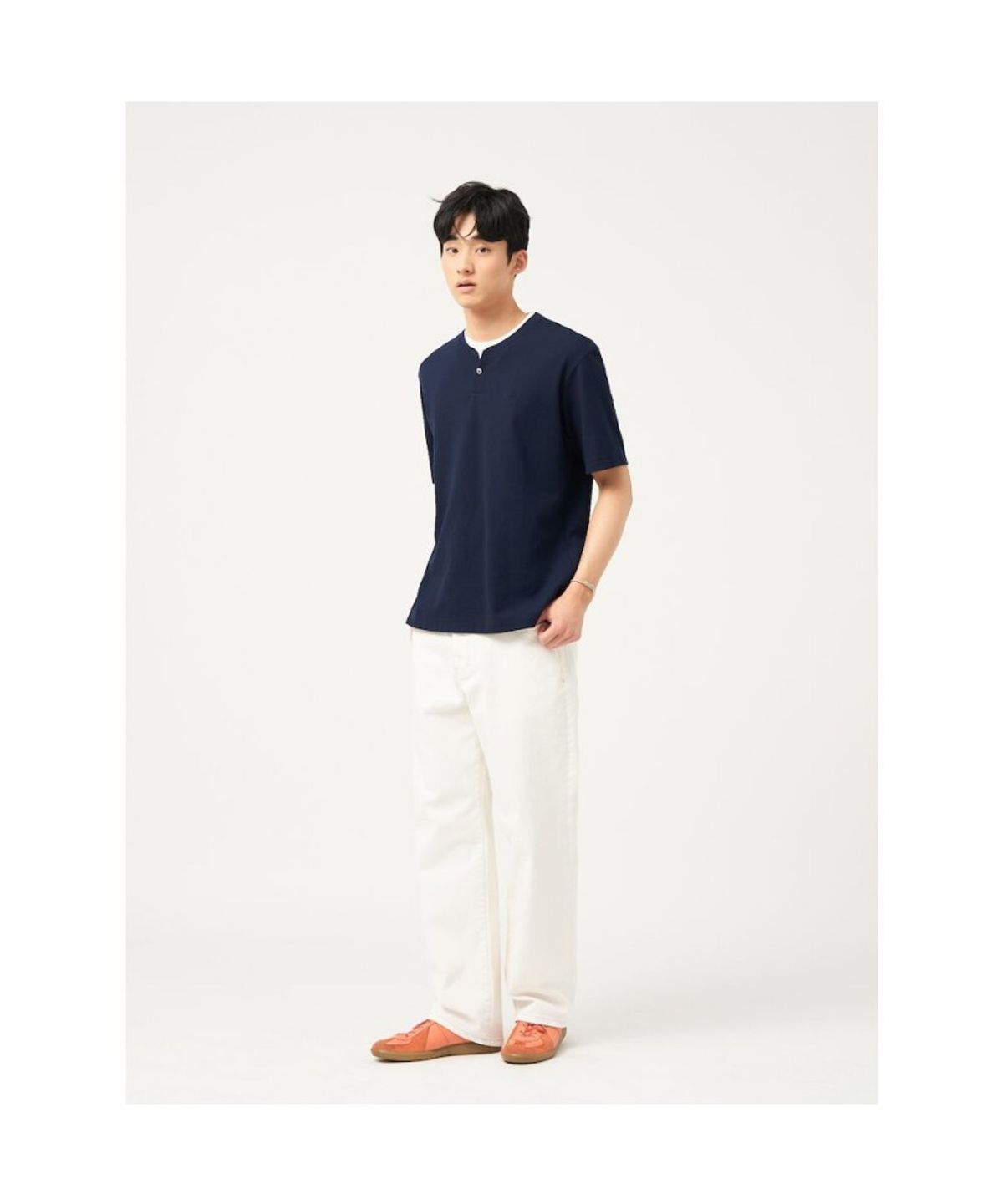 빈폴 멘(BEANPOLE MEN) 레이어드 라운드 반소매 티셔츠  네이비