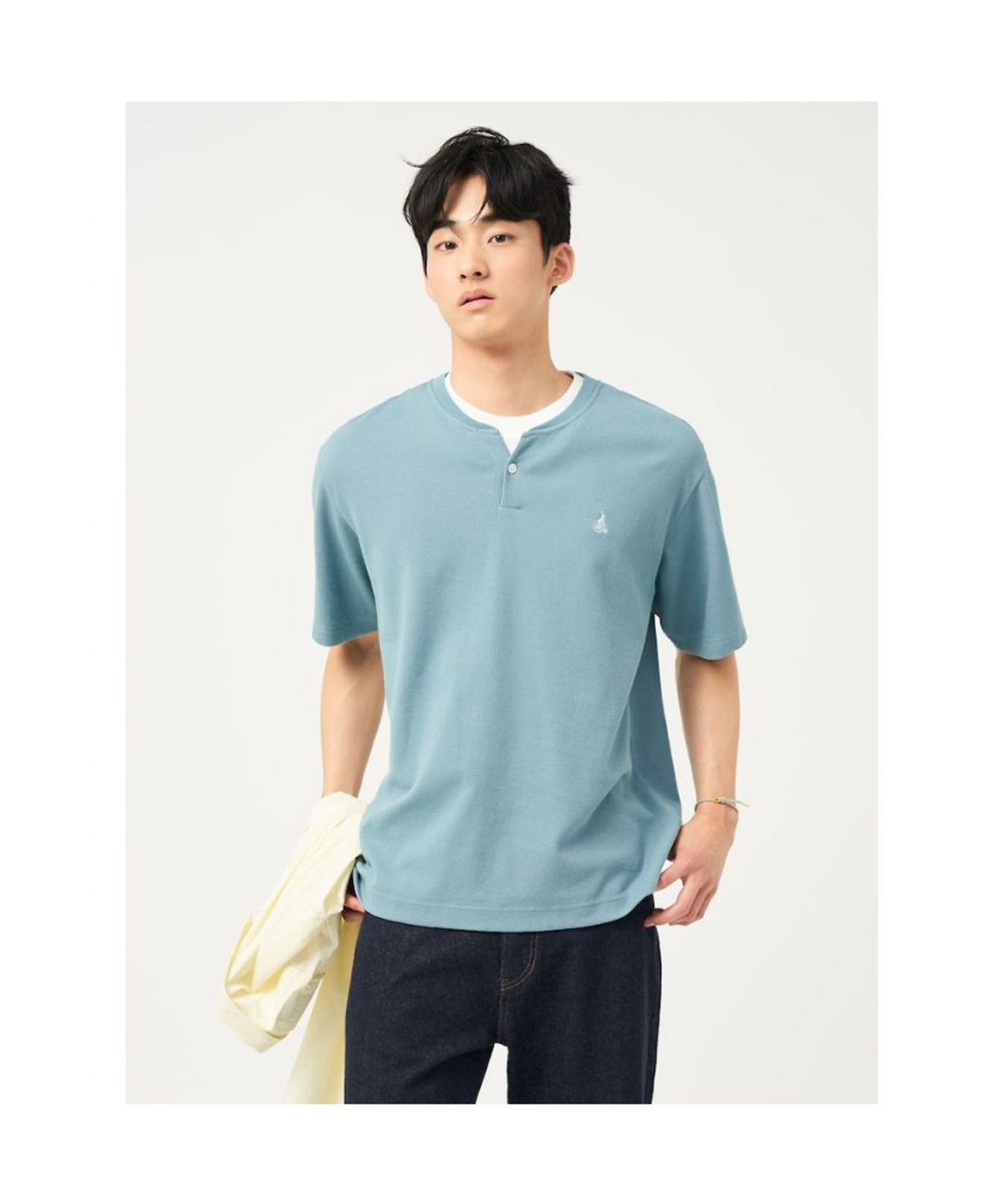 빈폴 멘(BEANPOLE MEN) 레이어드 라운드 반소매 티셔츠  라이트 그린