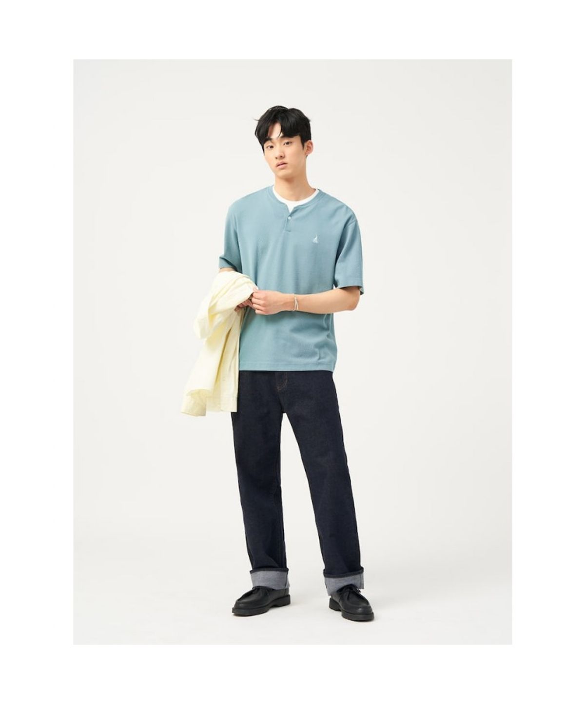 빈폴 멘(BEANPOLE MEN) 레이어드 라운드 반소매 티셔츠  라이트 그린