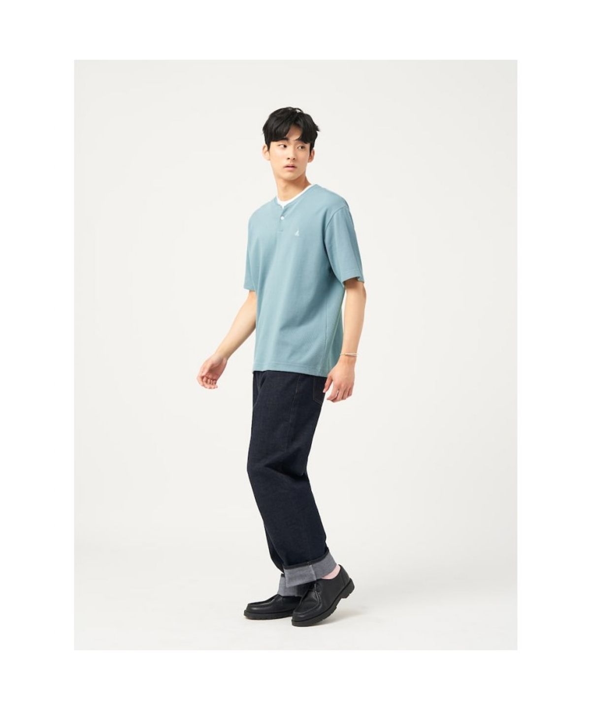 빈폴 멘(BEANPOLE MEN) 레이어드 라운드 반소매 티셔츠  라이트 그린