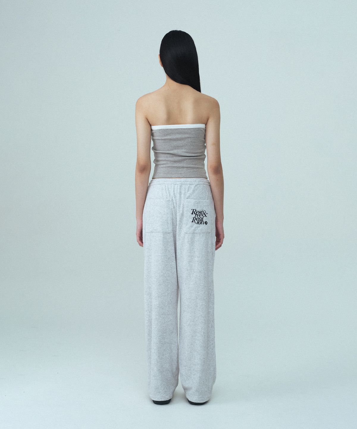 레스트앤레크레이션(REST&RECREATION) STRIPE TUBE TOP - LIGHT GREY