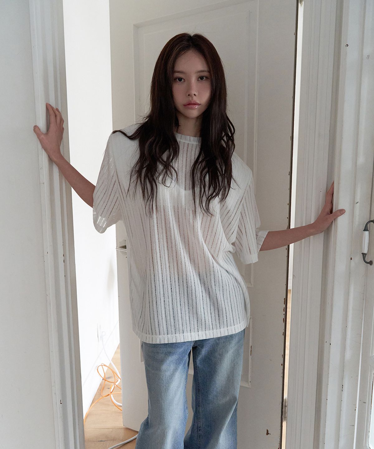 랑거(LANGER) begin wide ribbed padded t-shirt (5Color)