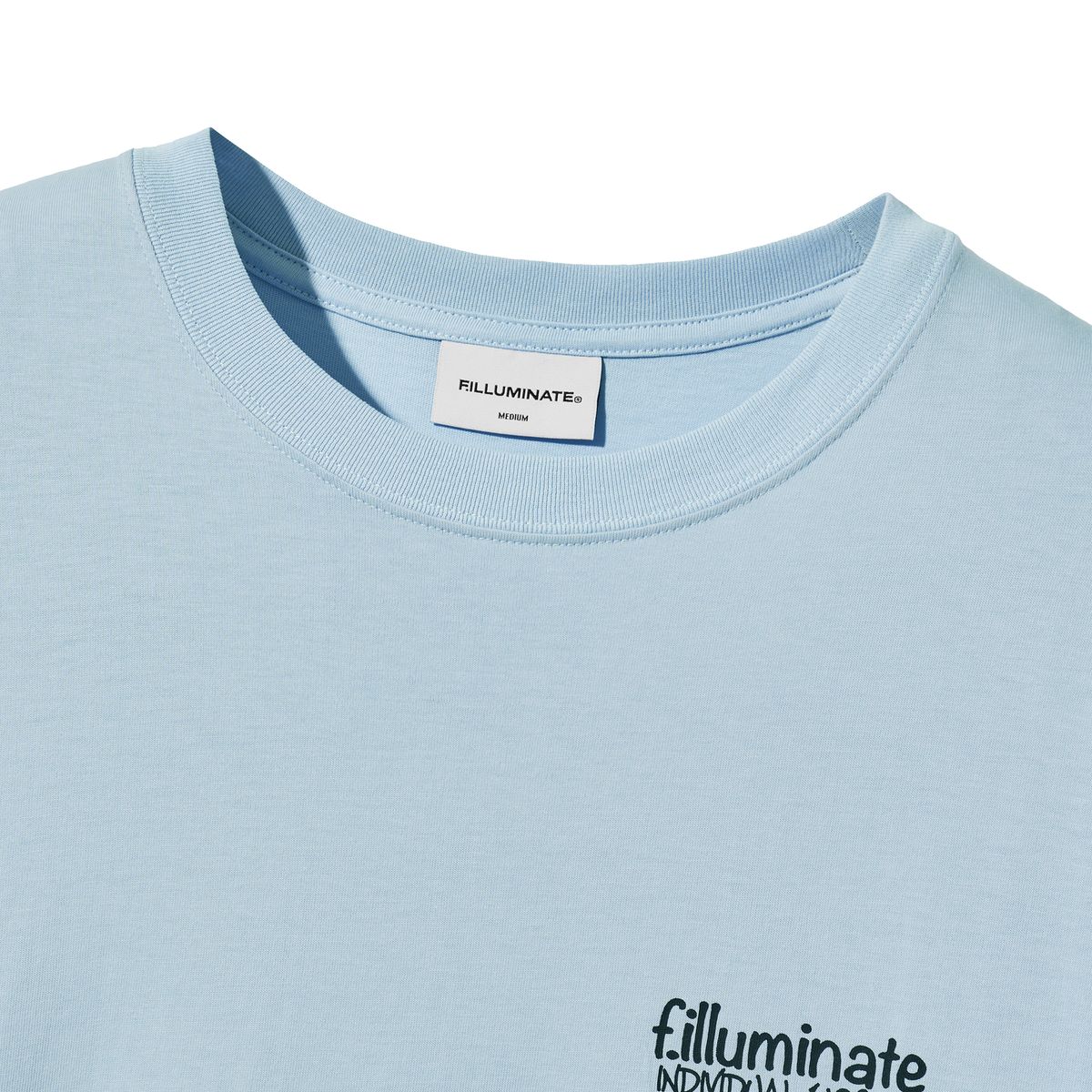 필루미네이트(FILLUMINATE) 너티 백 프린팅 티셔츠-스카이블루