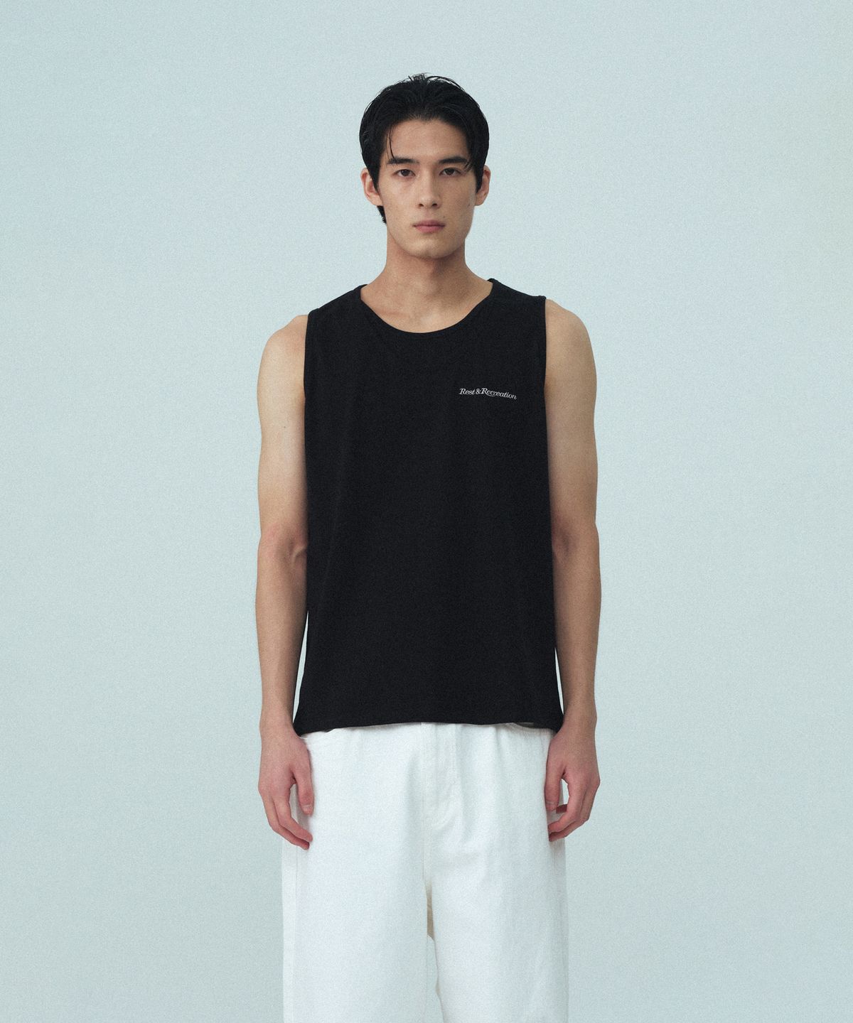 레스트앤레크레이션(REST&RECREATION) LAYERED TANK TOP - BLACK