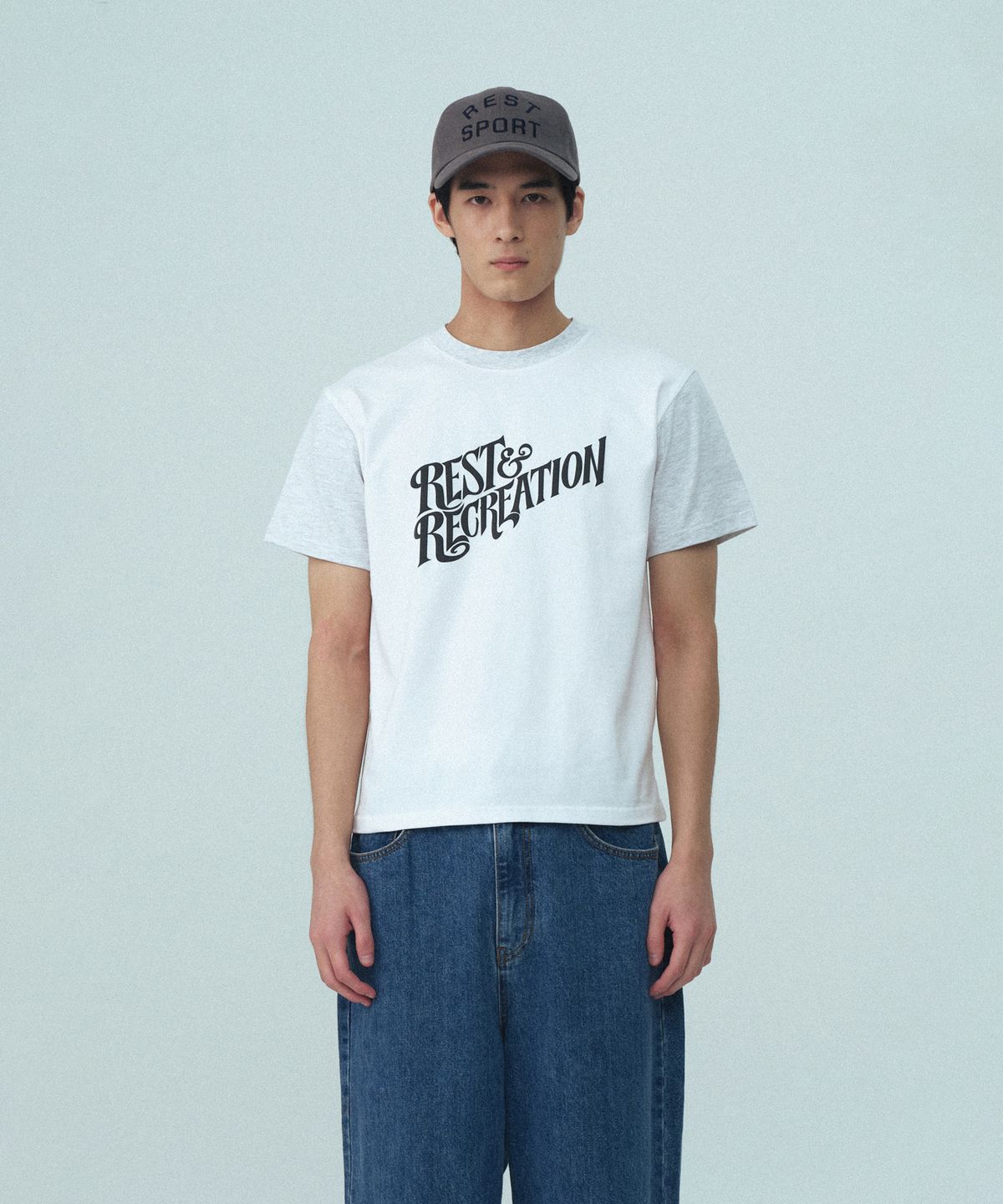 레스트앤레크레이션(REST&RECREATION) WAVE LOGO COLORATION T-SHIRT - WHITE