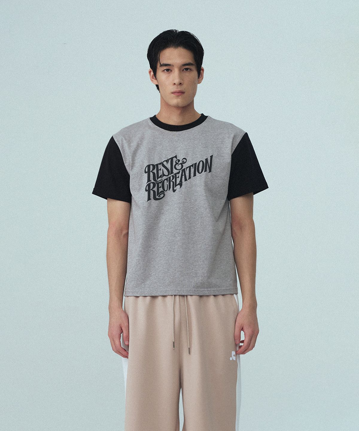 레스트앤레크레이션(REST&RECREATION) WAVE LOGO COLORATION T-SHIRT - GREY