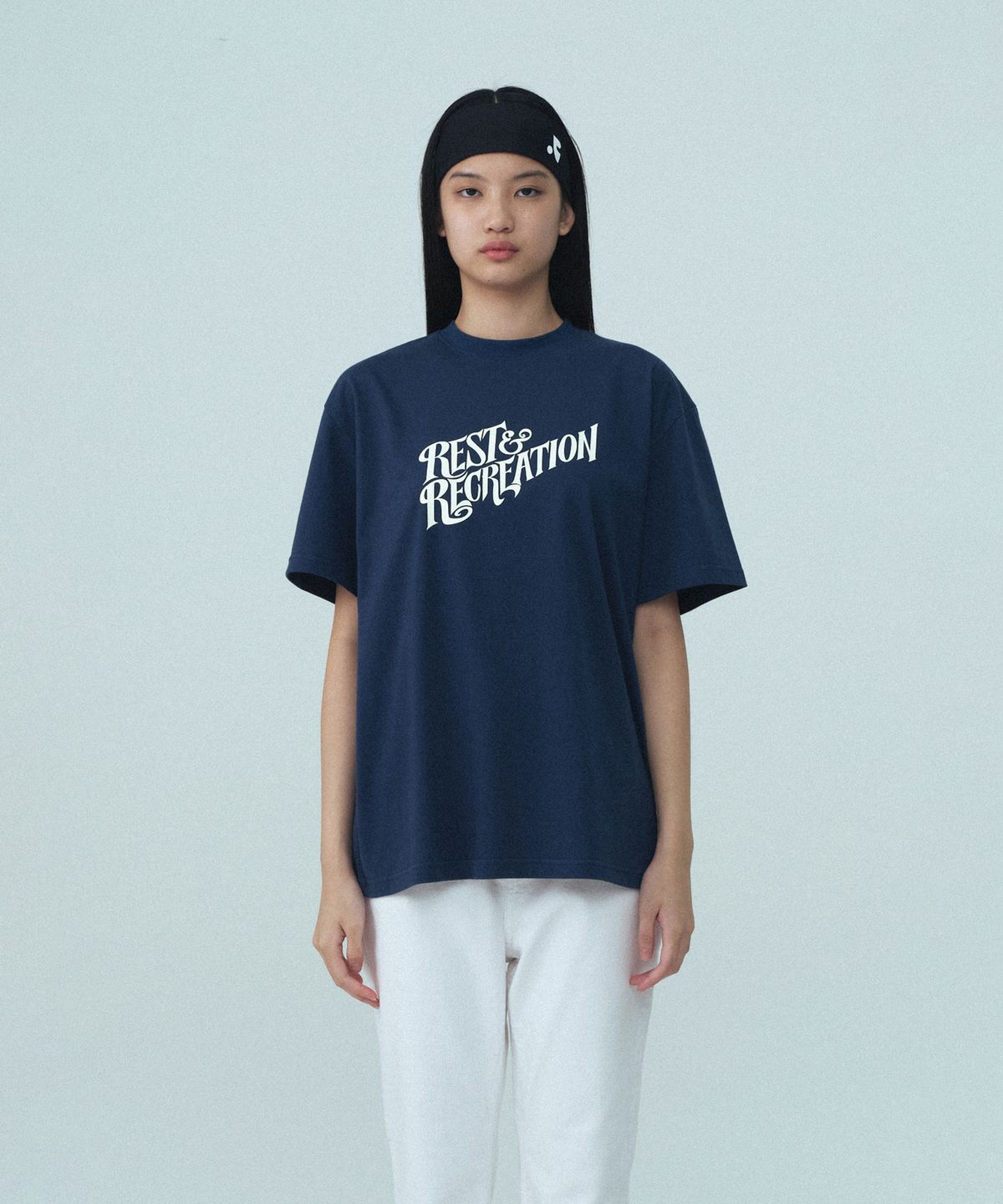 레스트앤레크레이션(REST&RECREATION) OVERSIZED WAVE LOGO T-SHIRT - NAVY