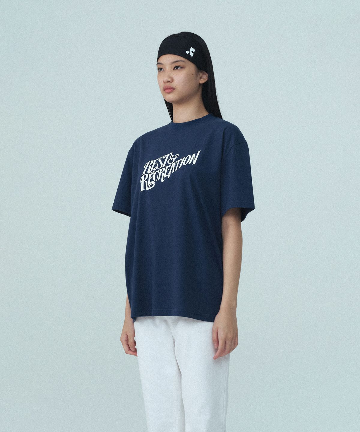 레스트앤레크레이션(REST&RECREATION) OVERSIZED WAVE LOGO T-SHIRT - NAVY
