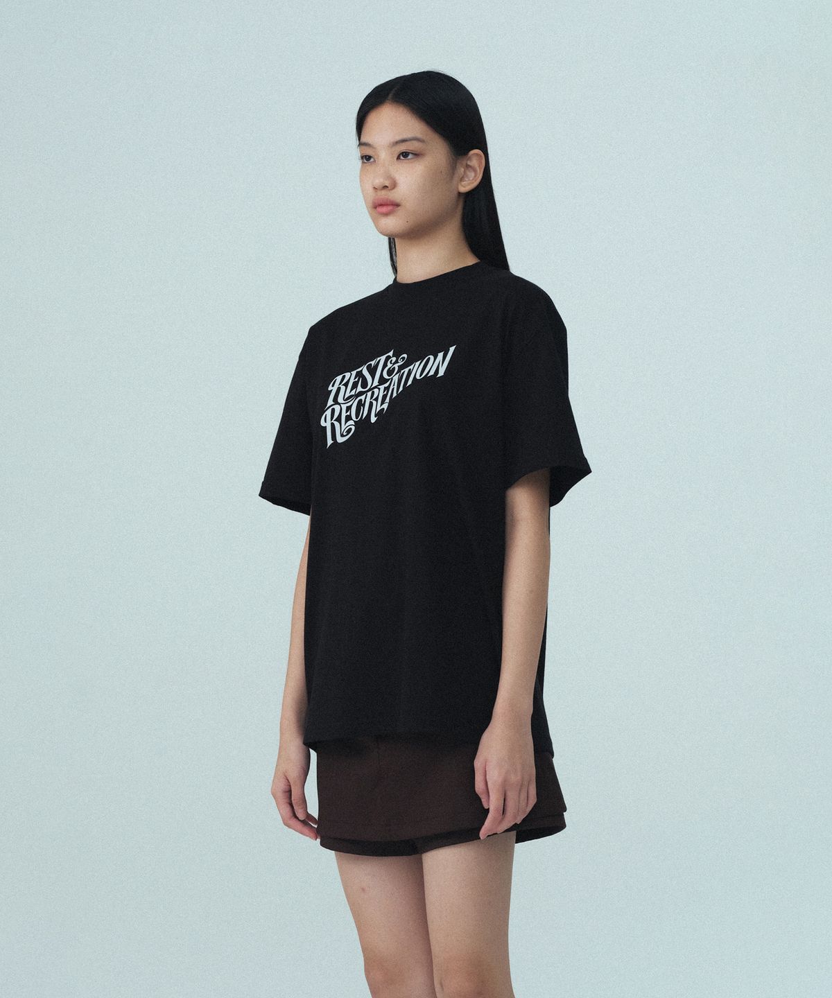 레스트앤레크레이션(REST&RECREATION) OVERSIZED WAVE LOGO T-SHIRT - BLACK