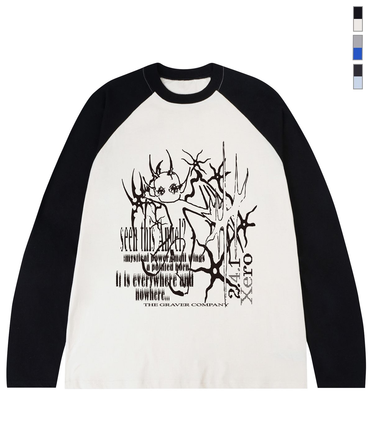 그레이버(GRAVER) [UNISEX]NOWHERE 빈티지 래글런 롱슬리브 티셔츠_3color