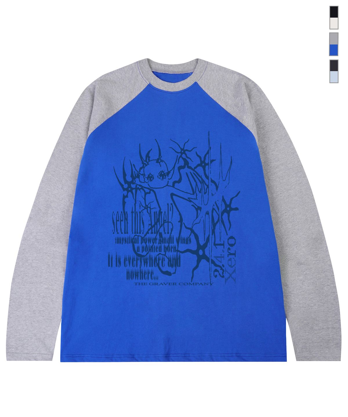 그레이버(GRAVER) [UNISEX]NOWHERE 빈티지 래글런 롱슬리브 티셔츠_3color
