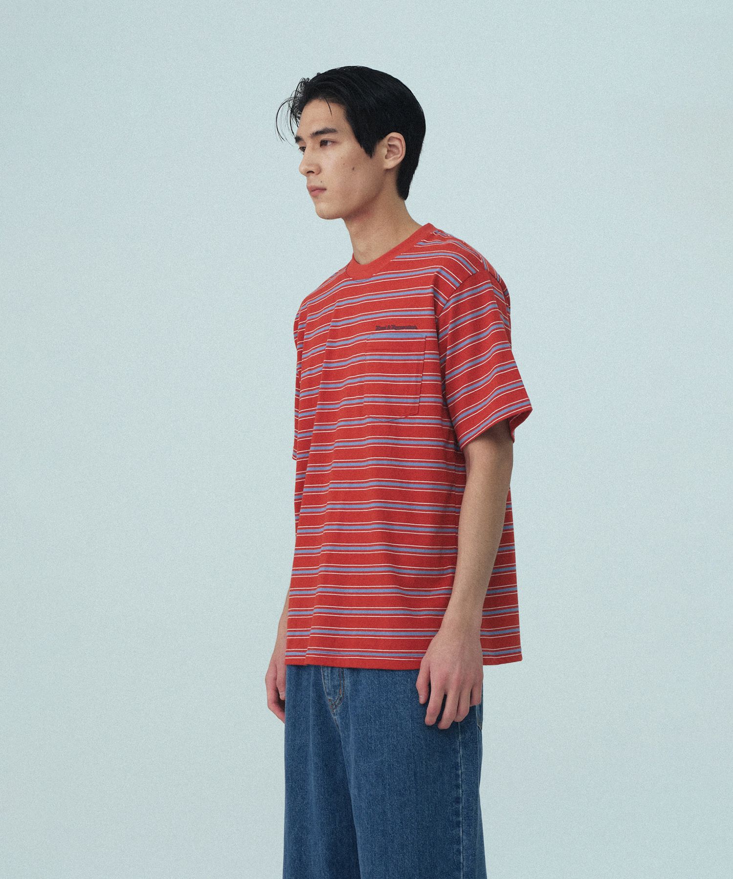 【Rest&Recreation】25HS★ STRIPE POCKET T-SHIRT MUSINSA | REST&RECREATION STRIPE POCKET T-SHIRT - CRIMSON